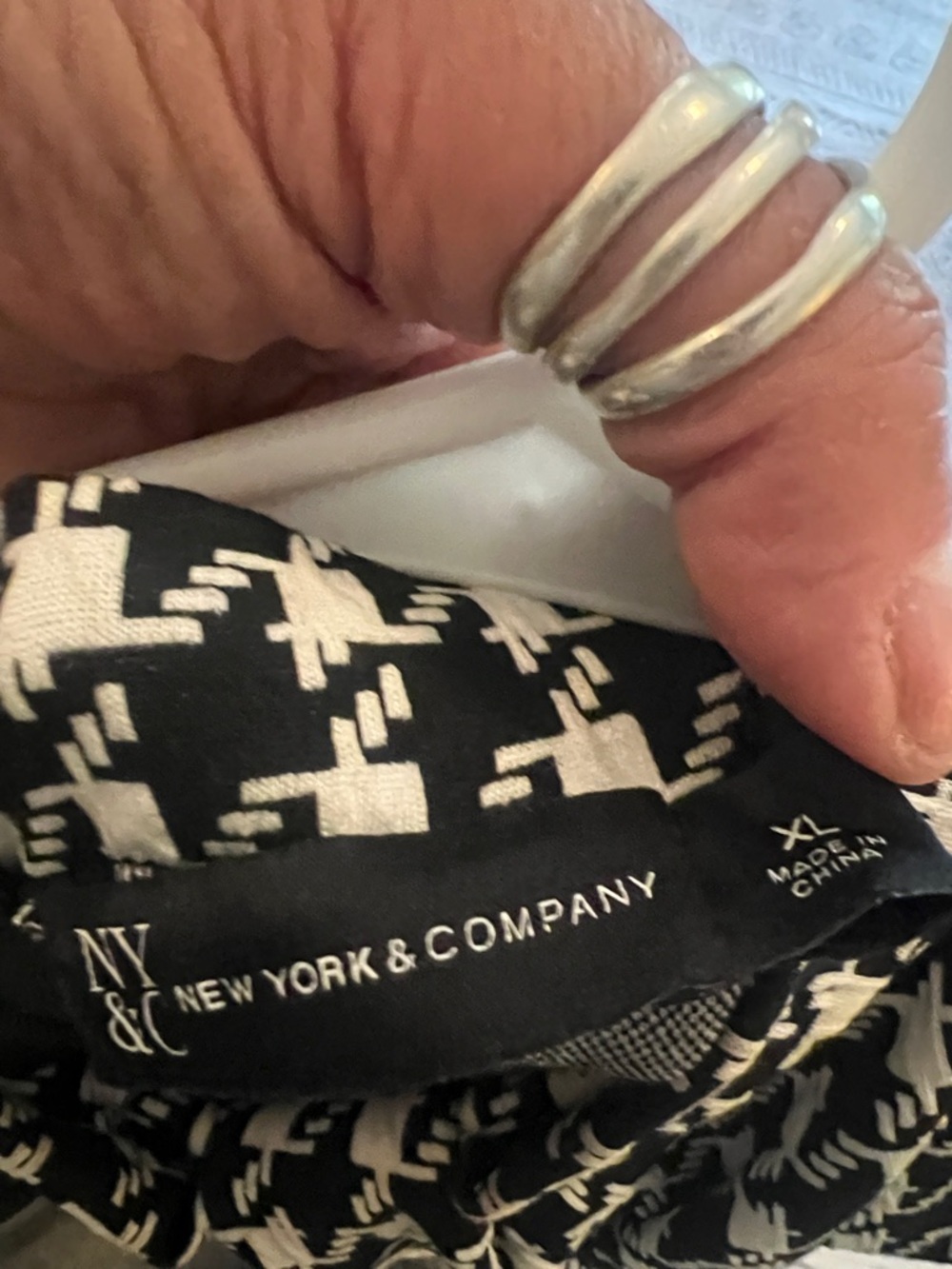 New York & Company Black and White Houndstooth Fit-and-Flare Dress - Picture 7 of 7